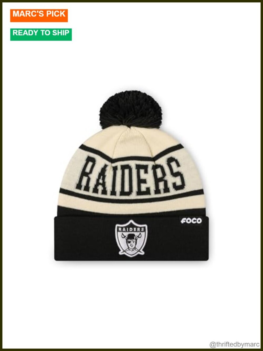 NFL Retro Team Logo Heritage Stripe Pom Beanie Hat